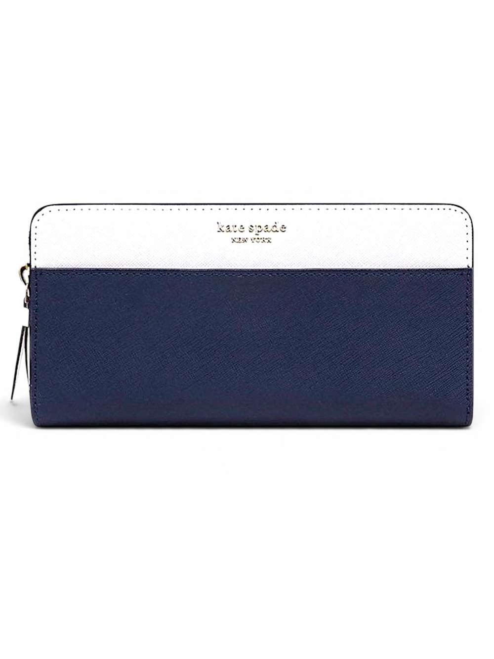 Kate Spade Large Cameron Continental Leather Wallet Navy with Green Interior